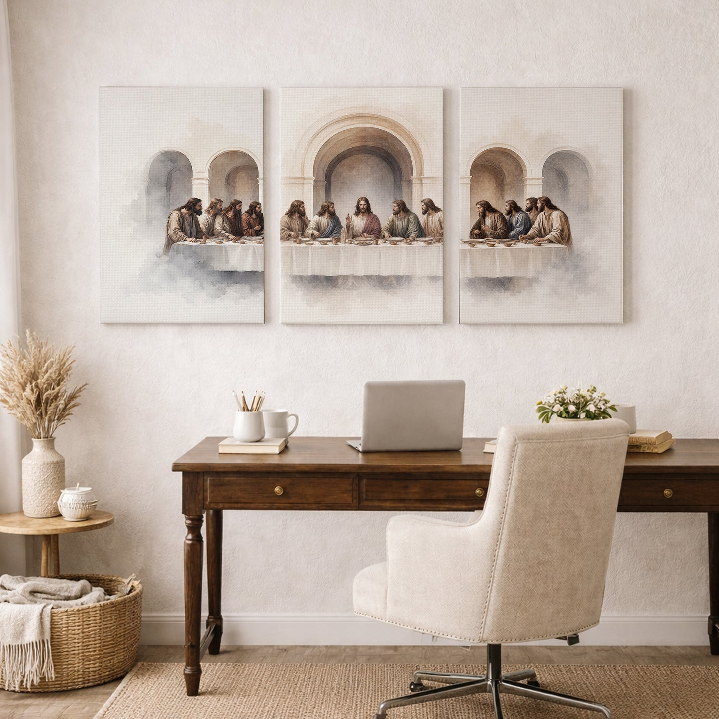 Modern Minimalist Last Supper Triptych Art Poster/Canvas Set