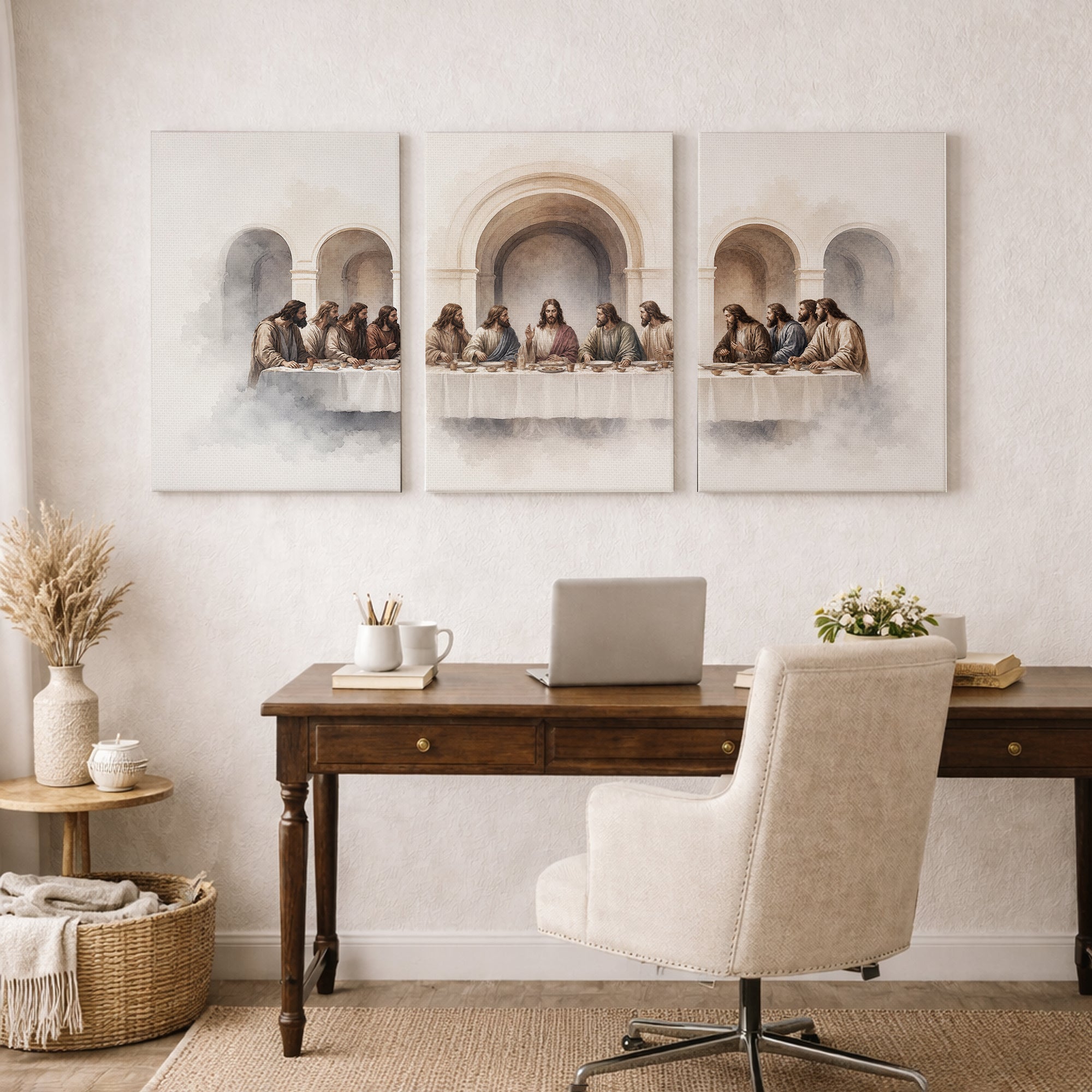 Modern Minimalist Last Supper Triptych Art Poster/Canvas Set