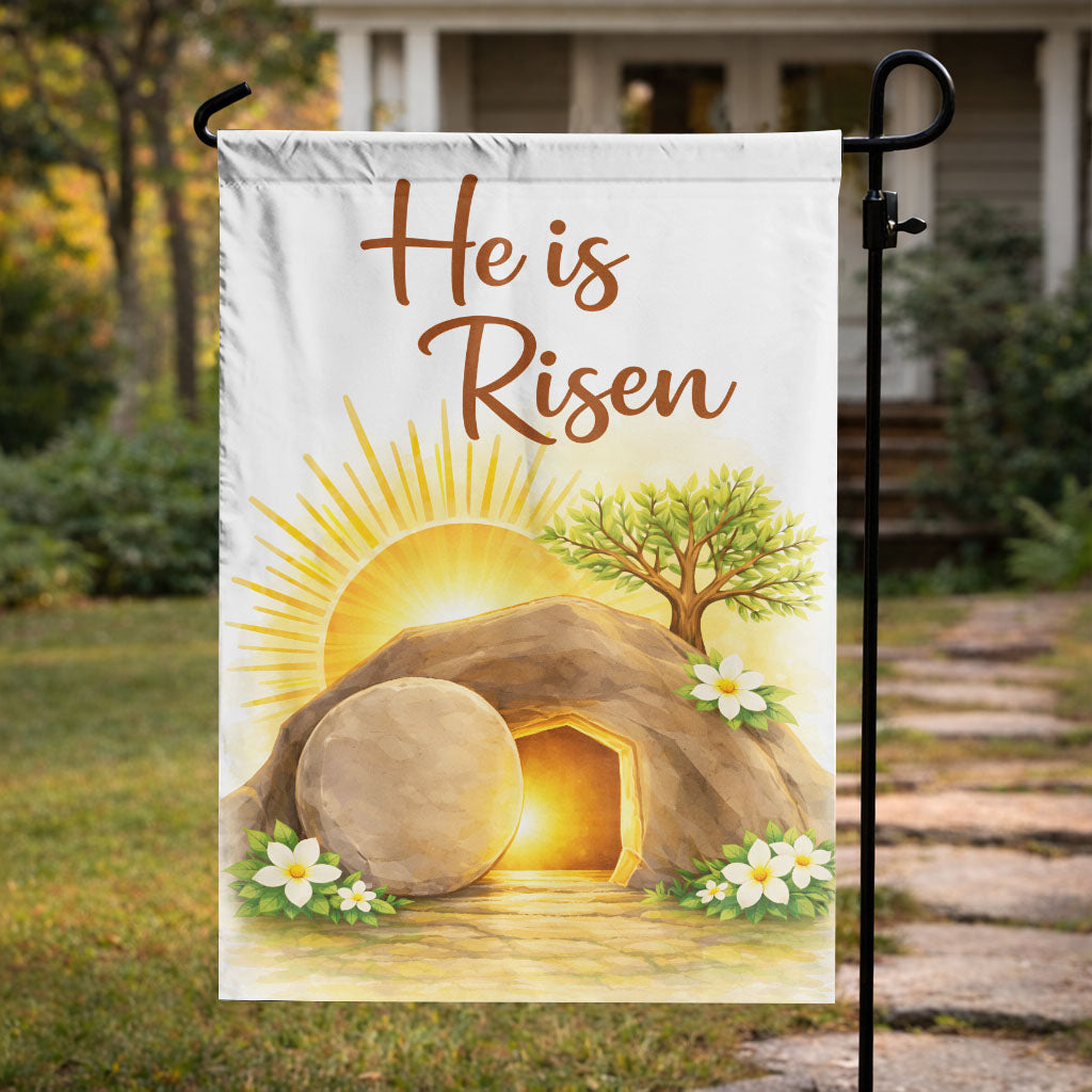 "He is Risen" Resurrection Easter Garden Flag – Celebrate New Life