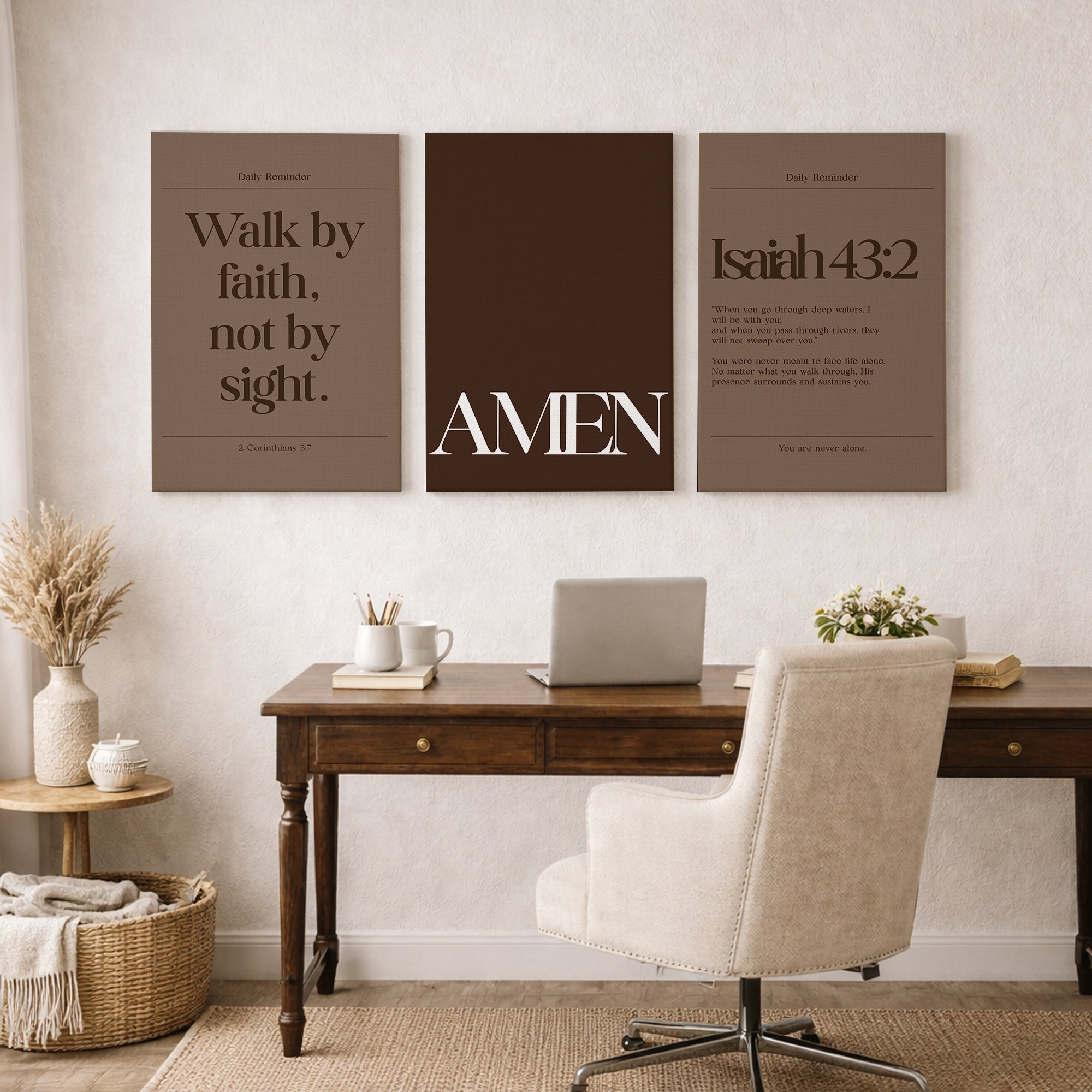 Minimalist Christian Affirmation Wall Art Set – Daily Faith & Amen Collection - Poster/Canvas