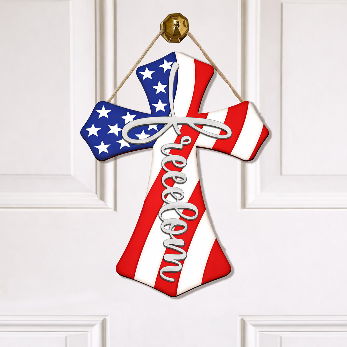 Freedom Cross – American Faith Wooden Door Hanger