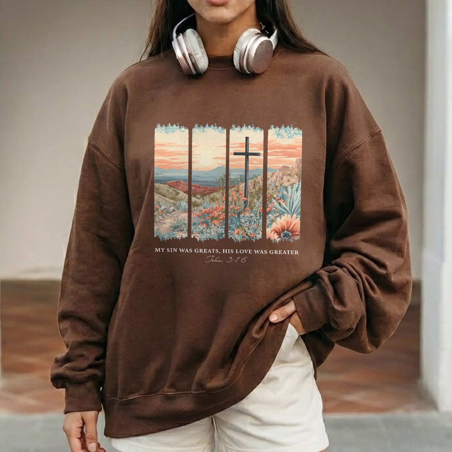 John 3:16 Christian Desert Landscape – He is Risen – Unisex Tshirt / Hoodie / Sweatshirt