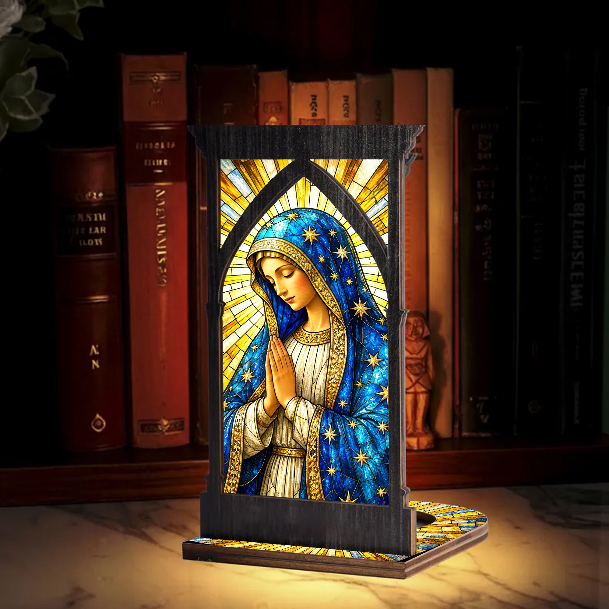 Our Lady of Grace Stained Glass Decor - Perfect for Prayer Corner, Gift, or Home Decor