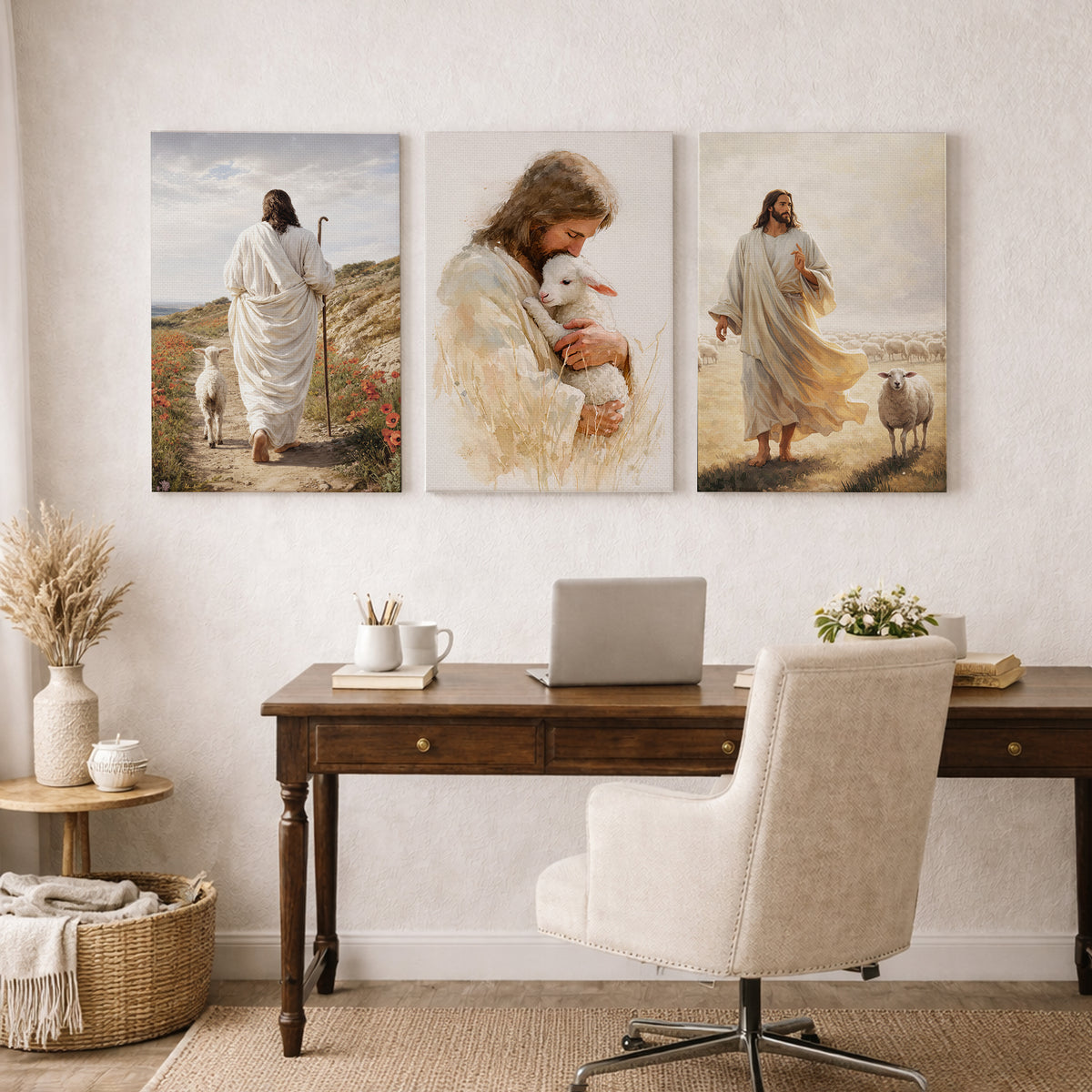 The Good Shepherd Jesus Christ Wall Art Set – Faith and Guidance