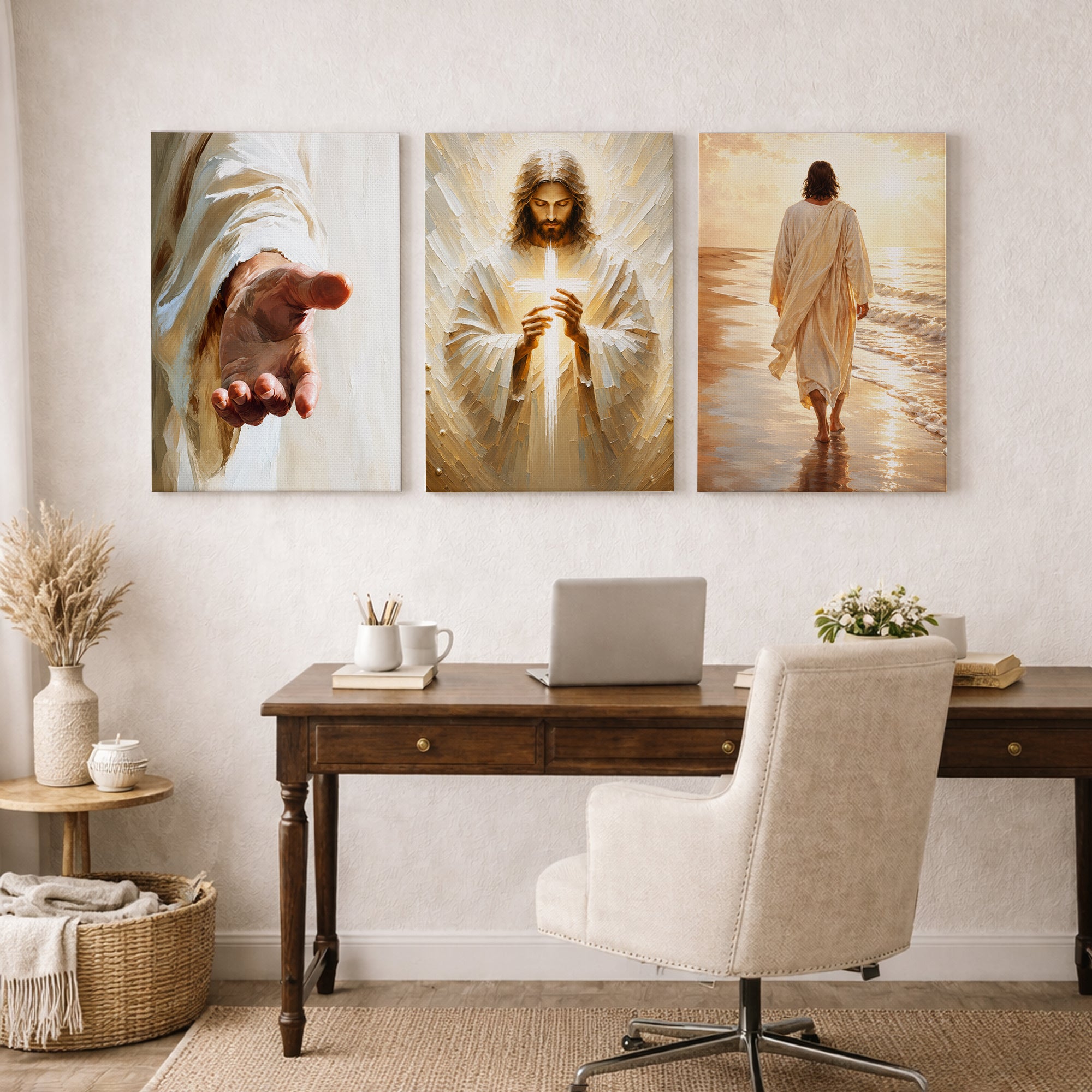 The Light, The Hand, The Walk – Jesus 3 Panel Poster/Canvas Set