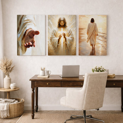The Light, The Hand, The Walk – Jesus 3 Panel Poster/Canvas Set