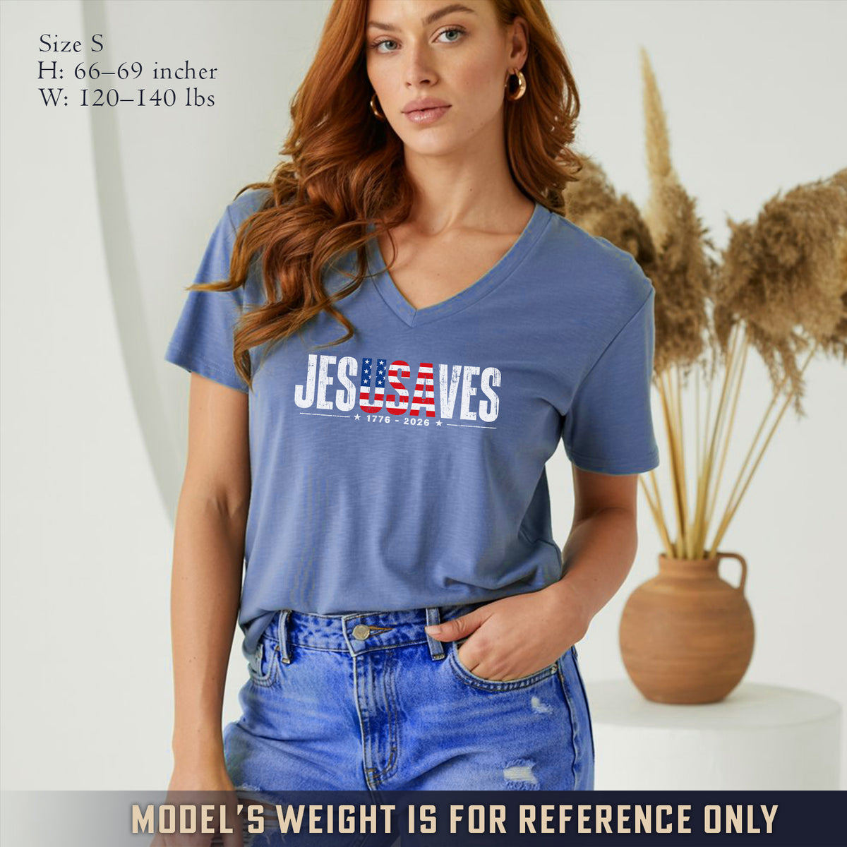 Jesus Saves America 250 Years Patriotic V-neck T-shirt