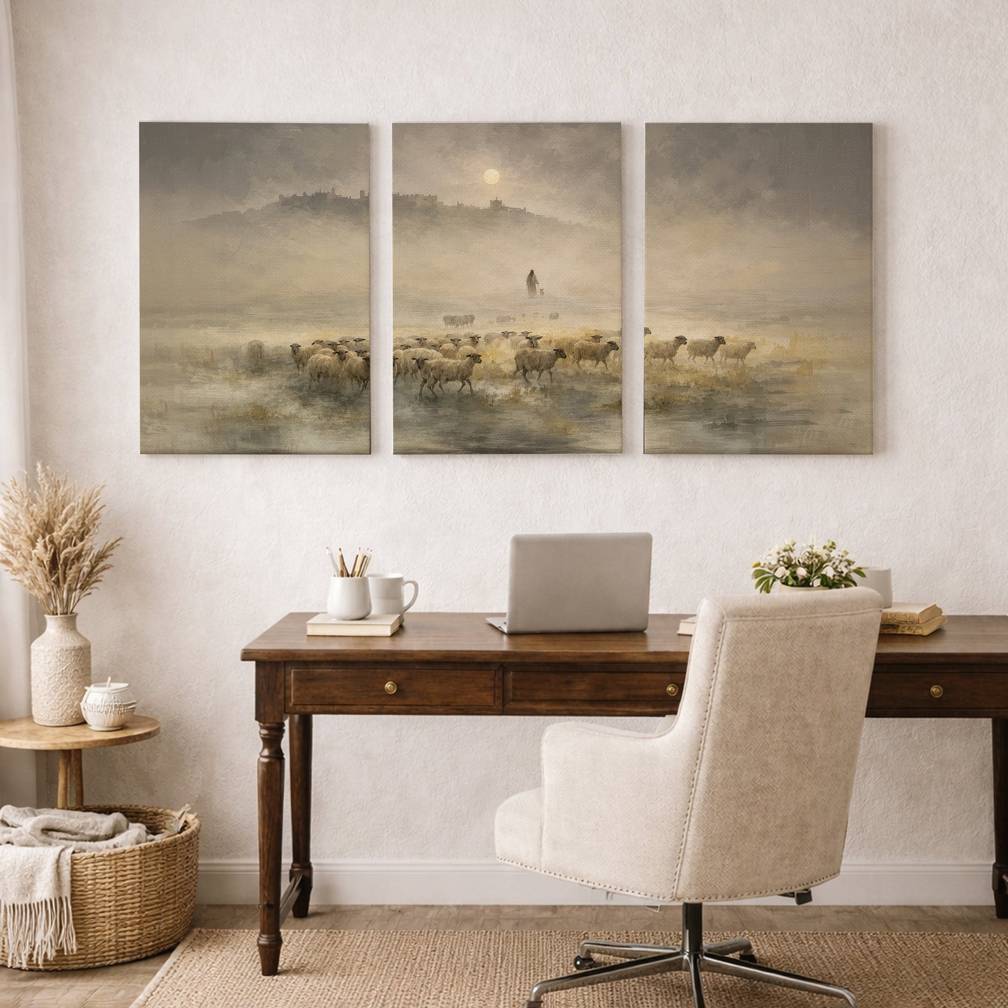 He Leads the Flock Triptych Christian Set - POSTER/CANVAS