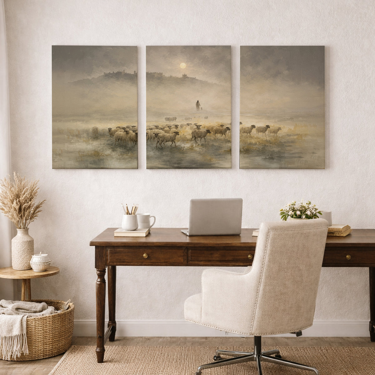 He Leads the Flock Triptych Christian Set - POSTER/CANVAS