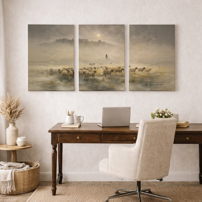 He Leads the Flock Triptych Christian Set - POSTER/CANVAS