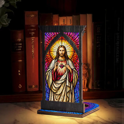 Sacred Heart of Jesus Suncatcher Candle Holder - Perfect for Prayer Corner, Gift, or Home Decor