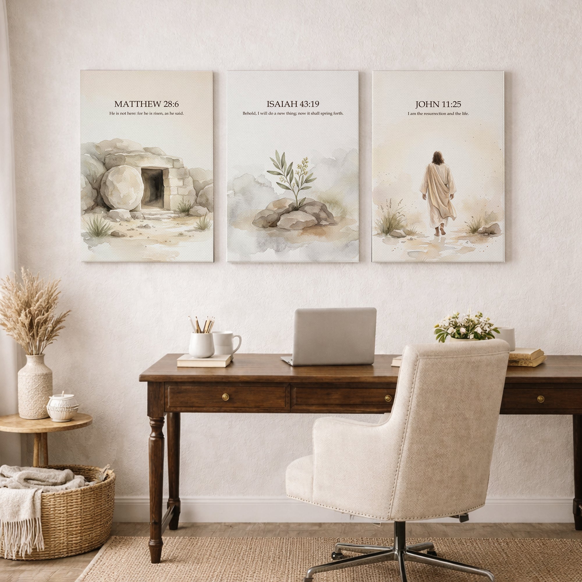 Resurrection Story Scripture Wall Art Set – Hope & New Life Collection - Poster/Canvas