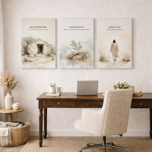 Resurrection Story Scripture Wall Art Set – Hope & New Life Collection - Poster/Canvas