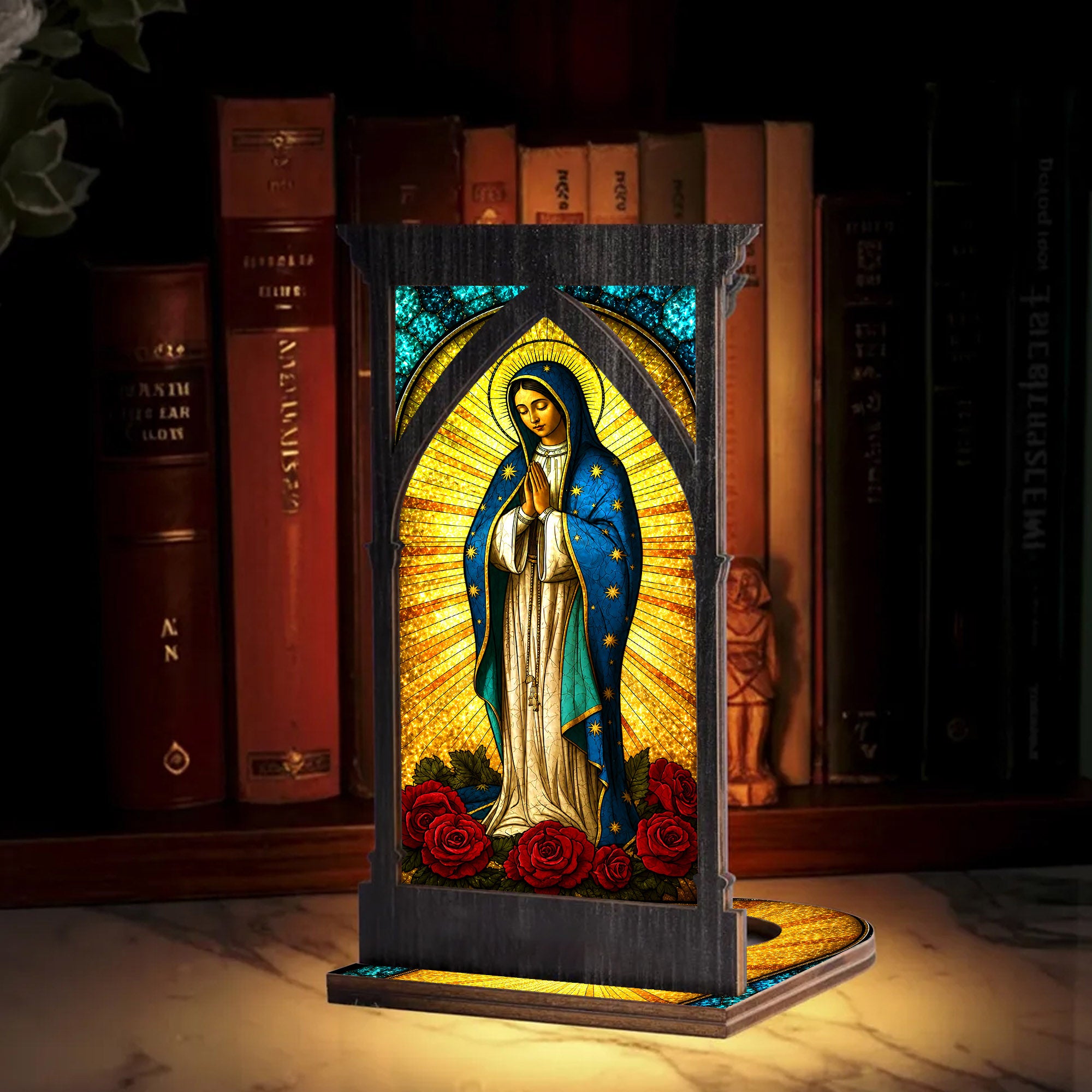 Virgin Mary Stained Glass Suncatcher - Perfect for Prayer Corner, Christian Gift, or Home Decor