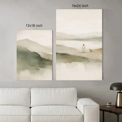 Peaceful Shepherd 3 Panel Wall Art Canvas/Poster – Minimal Jesus And Lamb Christian Decor