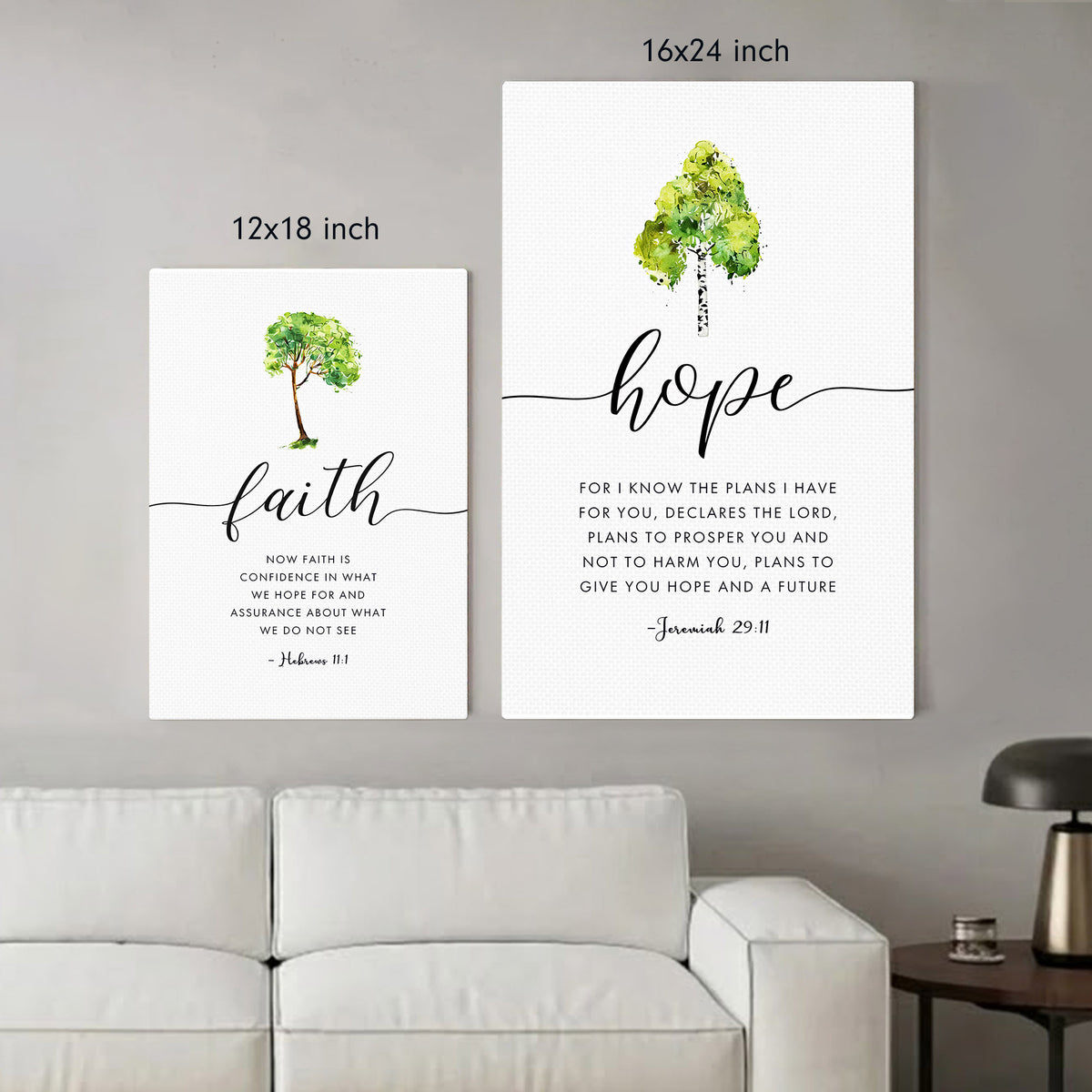 Faith Hope Love Scripture Botanical Christian Wall Art Poster/Canvas Set