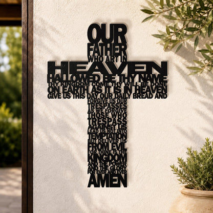 The Lord's Prayer Cross – Christian Metal Wall Decor