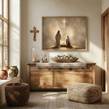 Holy Family Under the Star Christian Wall Art Poster/Canvas