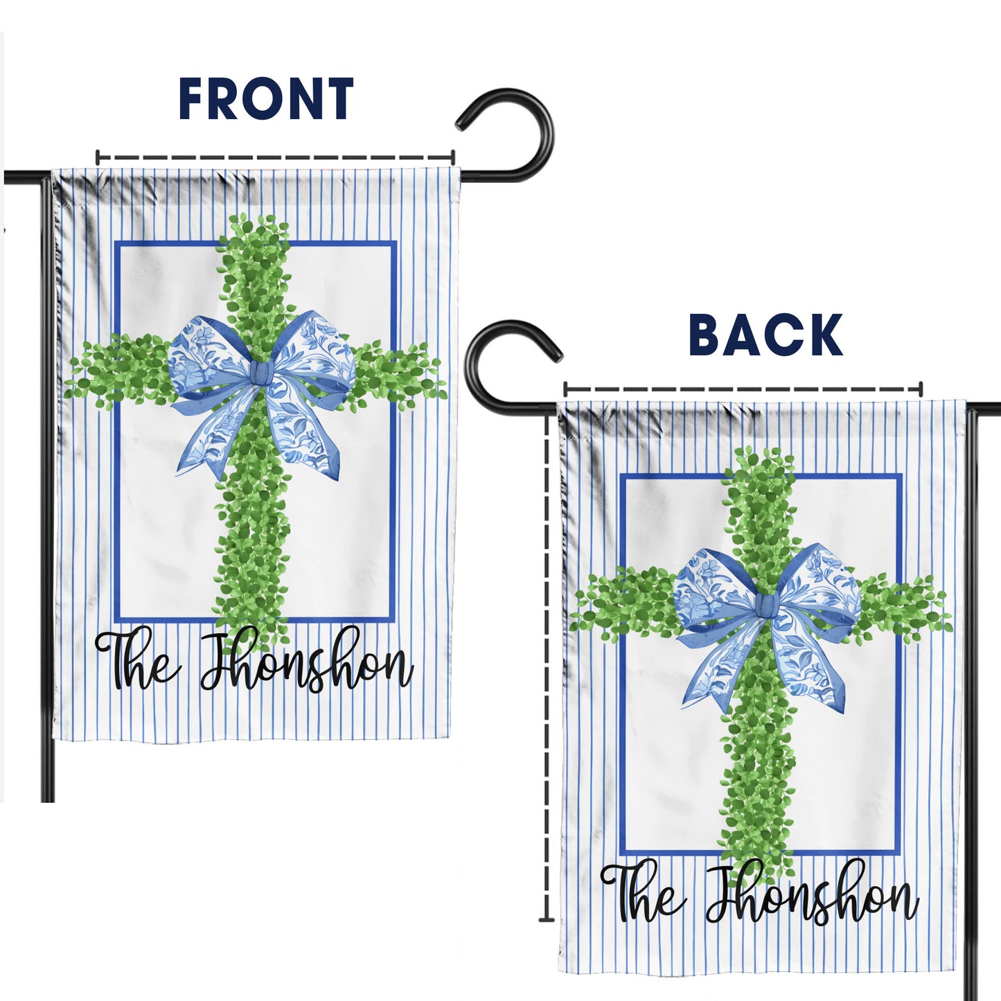 Personalized Cross with Blue Ribbon and Stripes Flag