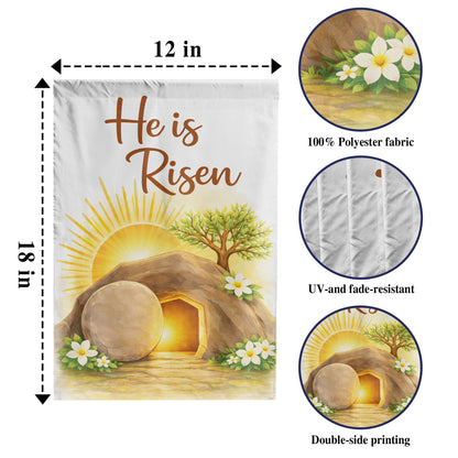 "He is Risen" Resurrection Easter Garden Flag – Celebrate New Life
