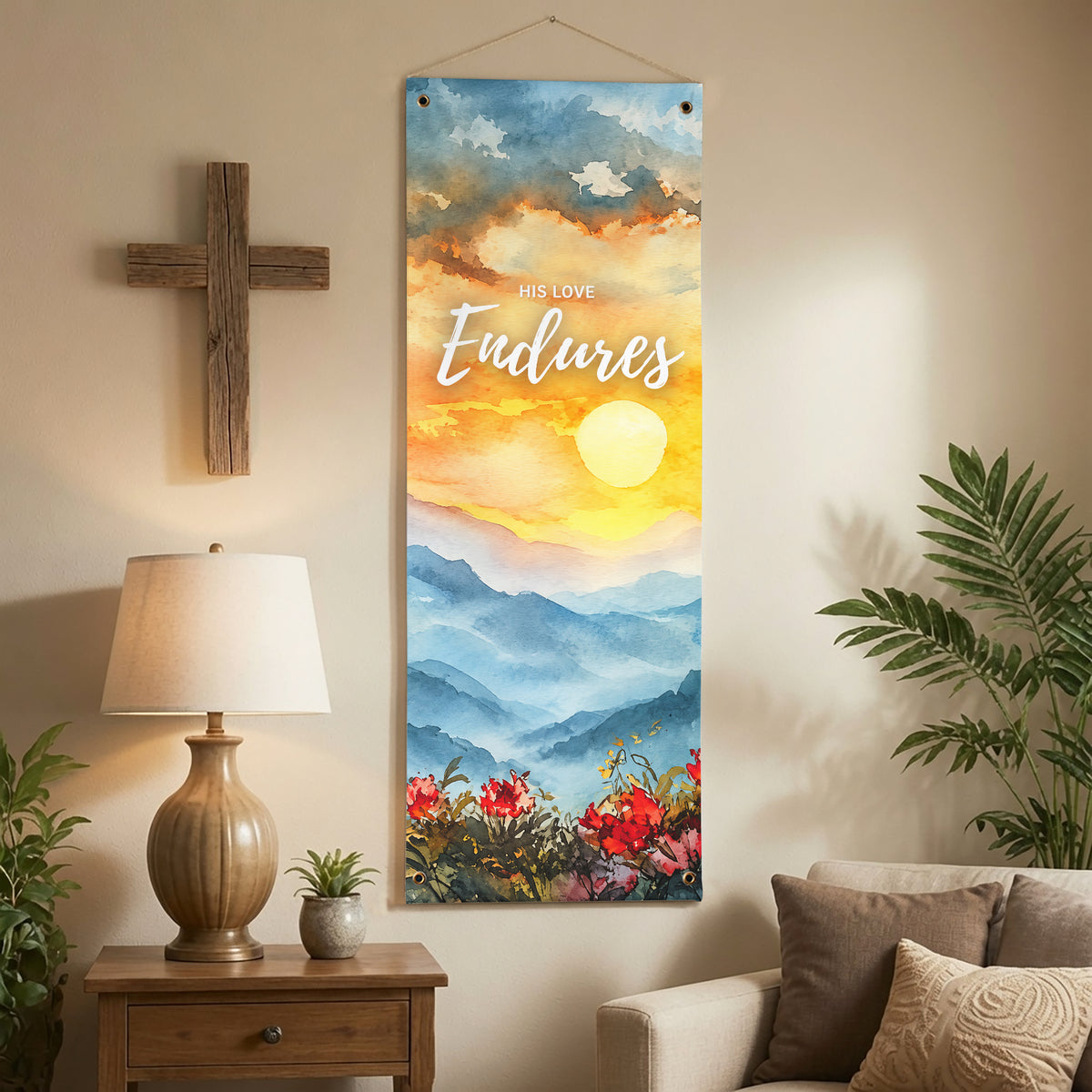 Christian Faith & Scripture Watercolor Banner Set – Inspirational Religious Decor
