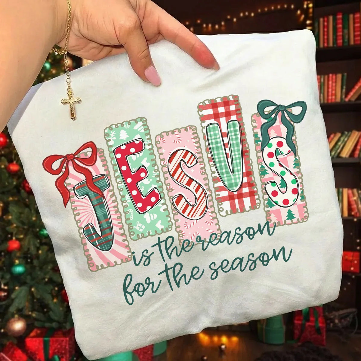 Jesus Is The Reason For The Season Pattern - Merry Christmas - Unisex Tshirt / Hoodie / Sweatshirt - Faith Guided Life