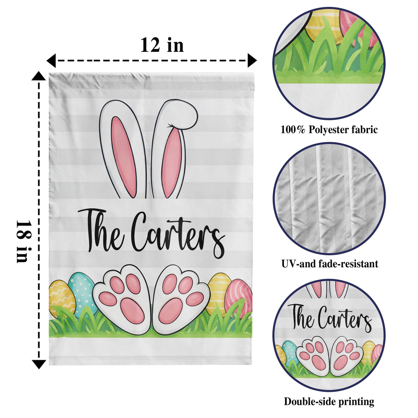 Personalized Easter Bunny with Eggs Flag