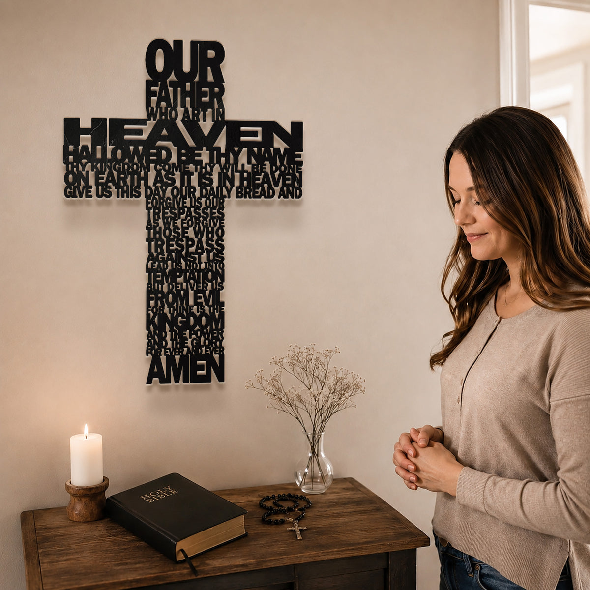 The Lord's Prayer Cross – Christian Metal Wall Decor