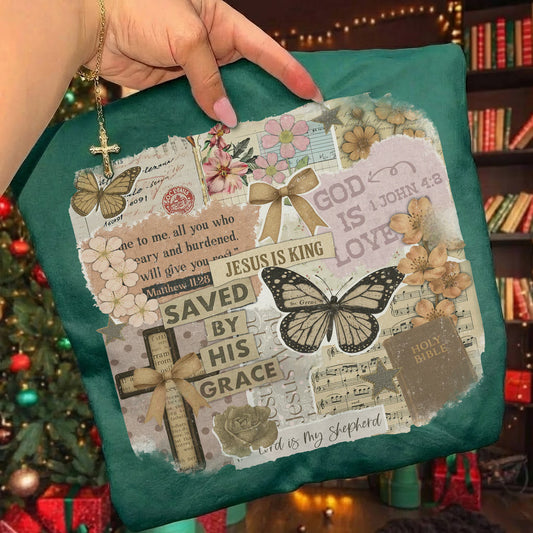 Christian Scrapbook Save by his Grace - Christian Doodle - Unisex Tshirt / Hoodie / Sweatshirt