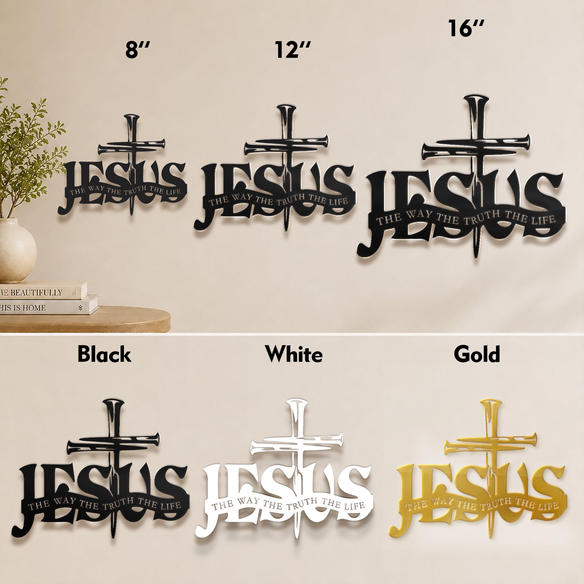 Jesus The Way The Truth The Life Metal Wall Art for Christian Home Decor