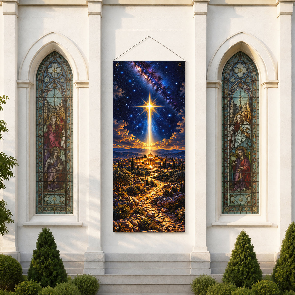 Star of Bethlehem Nativity Christmas Banner Set – Christian Holiday Decor