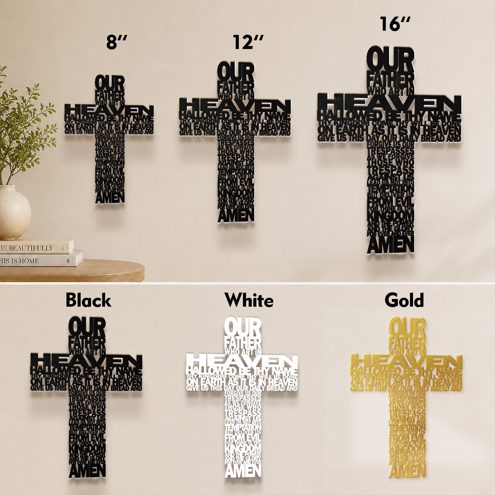 The Lord's Prayer Cross – Christian Metal Wall Decor
