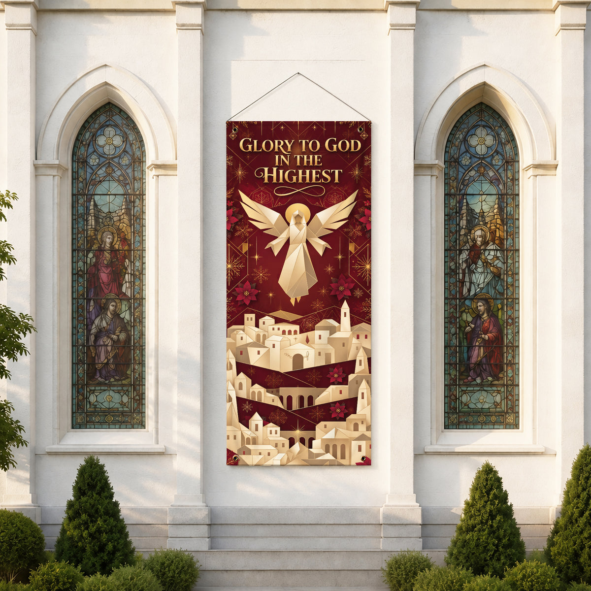 Glory to God Nativity Christmas Banner Set – Christian Holiday Hanging Decor