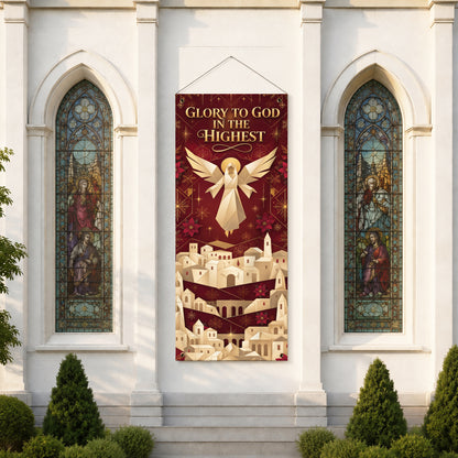 Glory to God Nativity Christmas Banner Set – Christian Holiday Hanging Decor