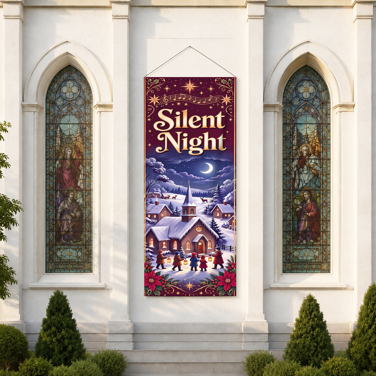 Christian Christmas Carols & Nativity Banner Set – Religious Holiday Hanging Decor