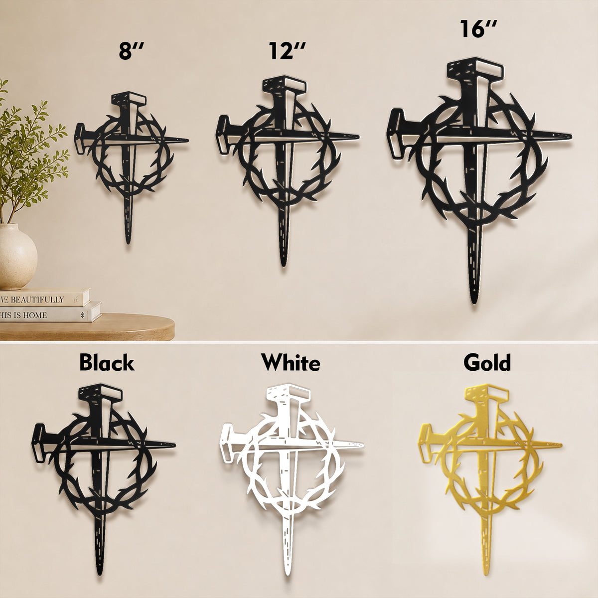 Sacred Crown of Thorns Metal Wall Art for Christian Home Decor