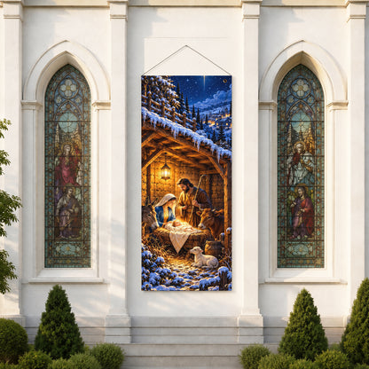 Winter Nativity Christmas Banner Set – Star of Bethlehem Christian Holiday Decor