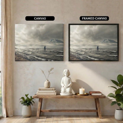 Jesus Walking on Stormy Waters Christian Wall Art Poster/Canvas
