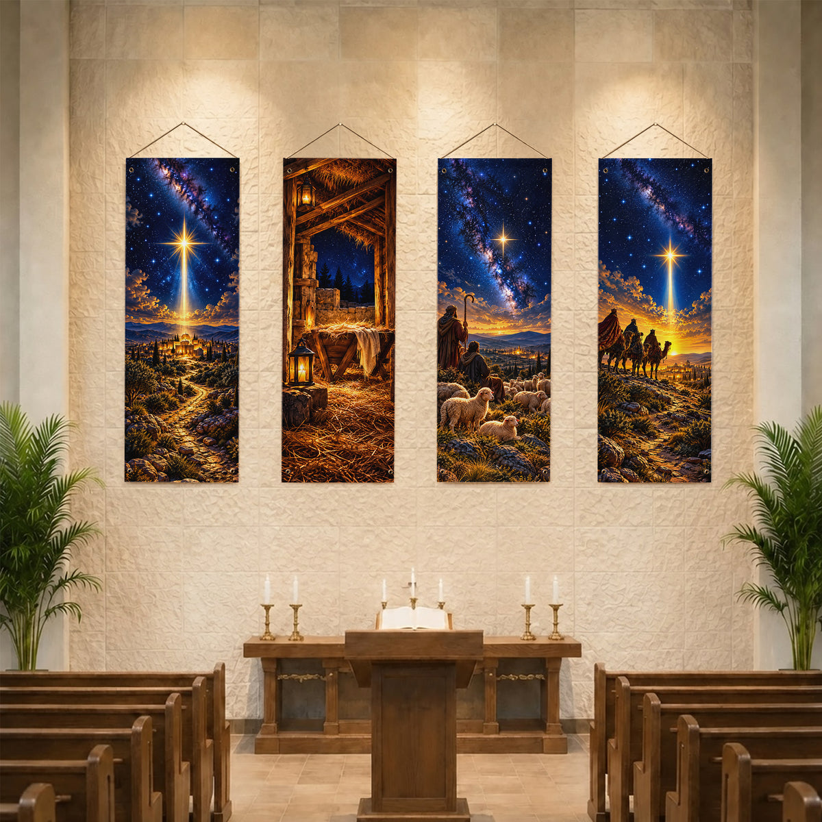 Star of Bethlehem Nativity Christmas Banner Set – Christian Holiday Decor