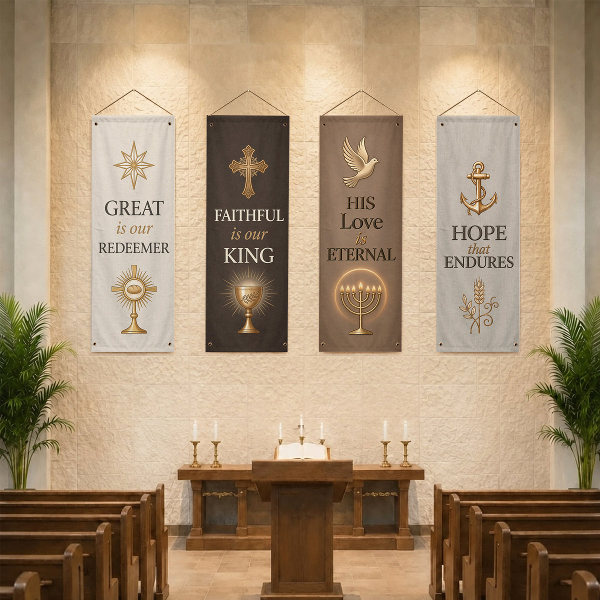 Christian Faith & Hope Banner Set – Elegant Religious Hanging Decor