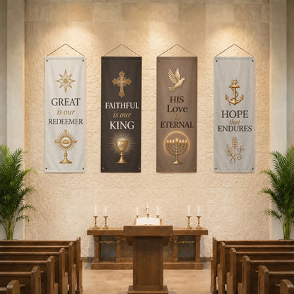 Christian Faith & Hope Banner Set – Elegant Religious Hanging Decor