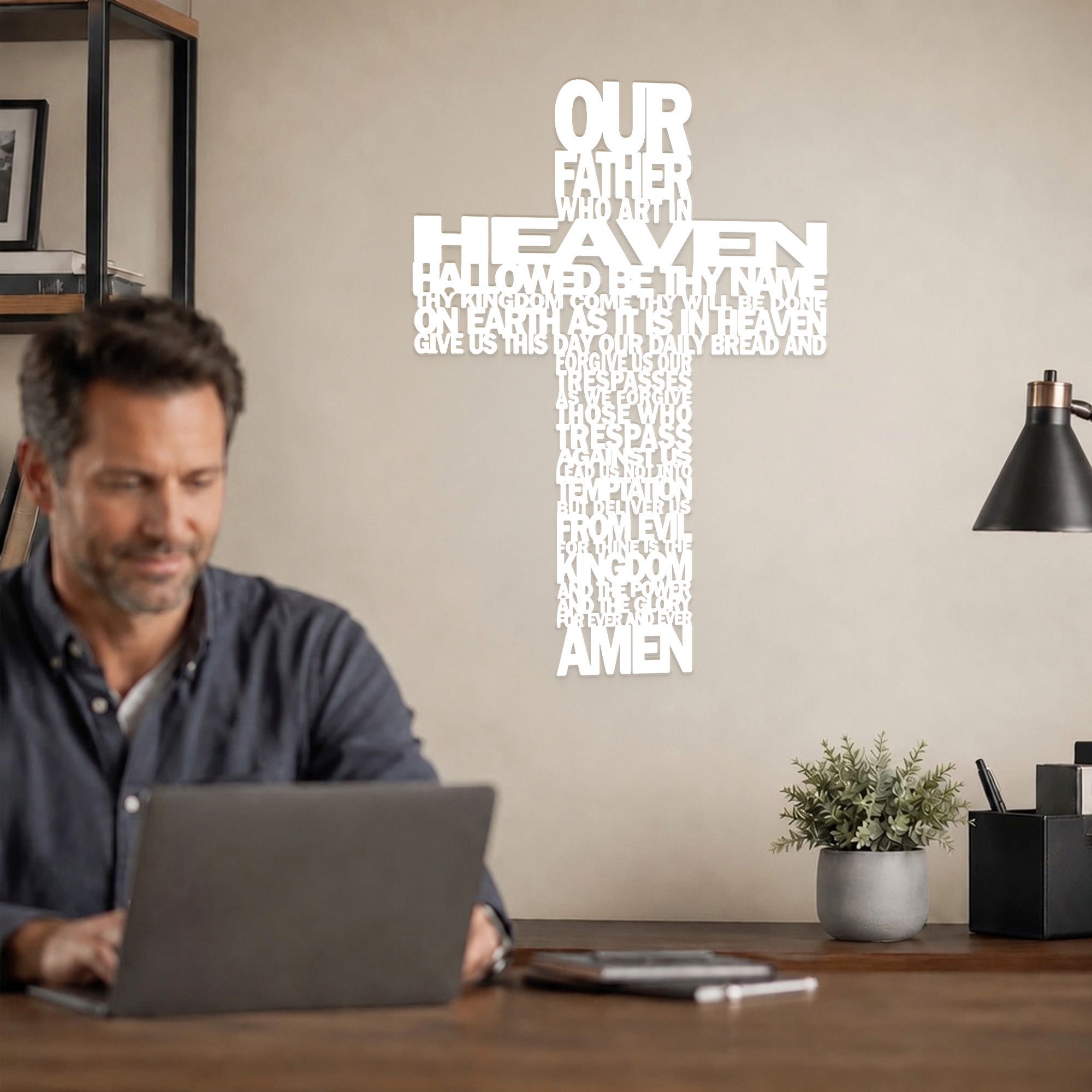 The Lord's Prayer Cross – Christian Metal Wall Decor