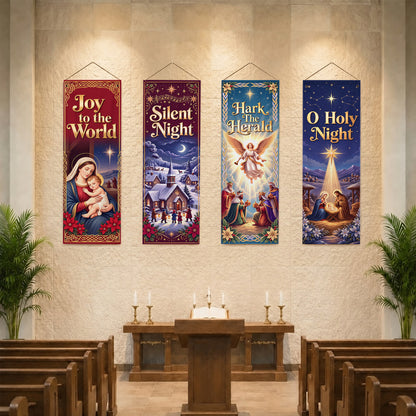 Christian Christmas Carols & Nativity Banner Set – Religious Holiday Hanging Decor