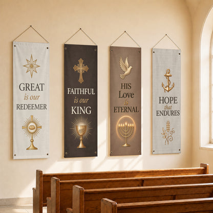 Christian Faith & Hope Banner Set – Elegant Religious Hanging Decor