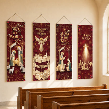 Glory to God Nativity Christmas Banner Set – Christian Holiday Hanging Decor