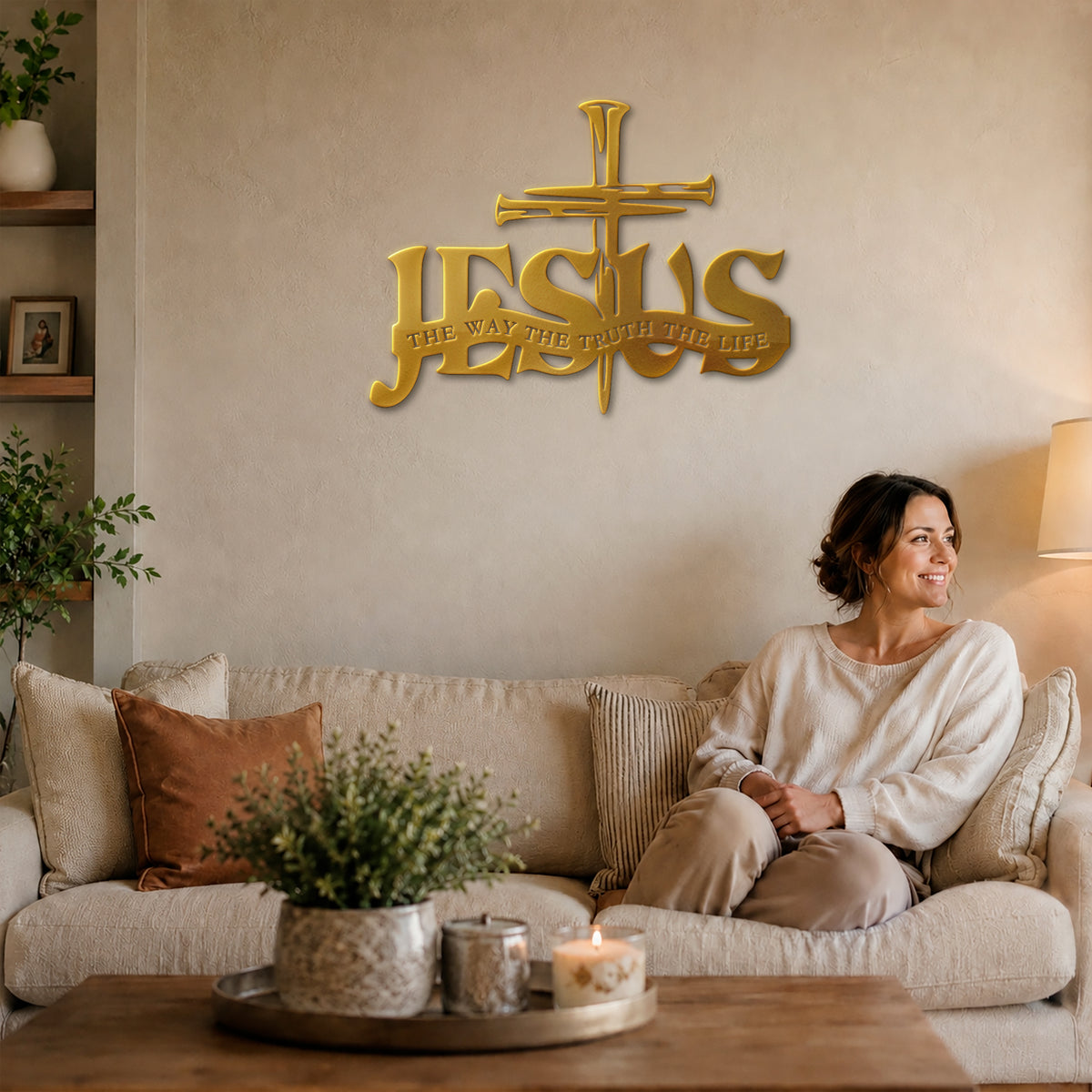 Jesus The Way The Truth The Life Metal Wall Art for Christian Home Decor
