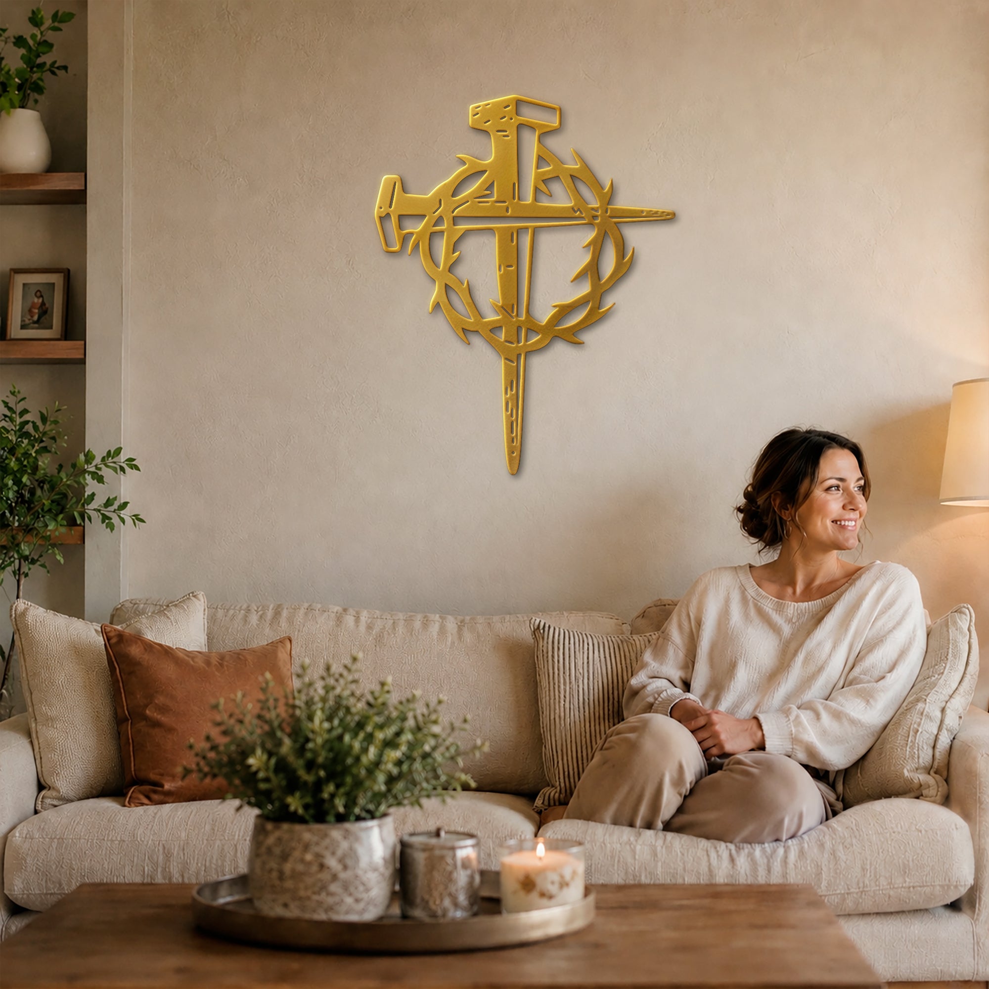 Sacred Crown of Thorns Metal Wall Art for Christian Home Decor