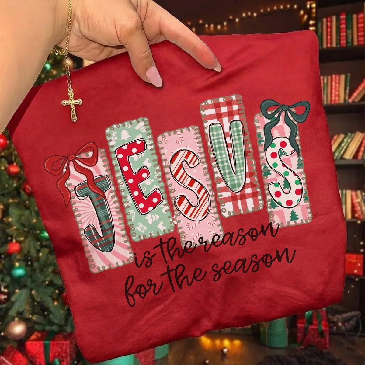 Jesus Is The Reason For The Season Pattern - Merry Christmas - Unisex Tshirt / Hoodie / Sweatshirt - Faith Guided Life
