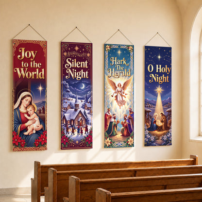 Christian Christmas Carols & Nativity Banner Set – Religious Holiday Hanging Decor