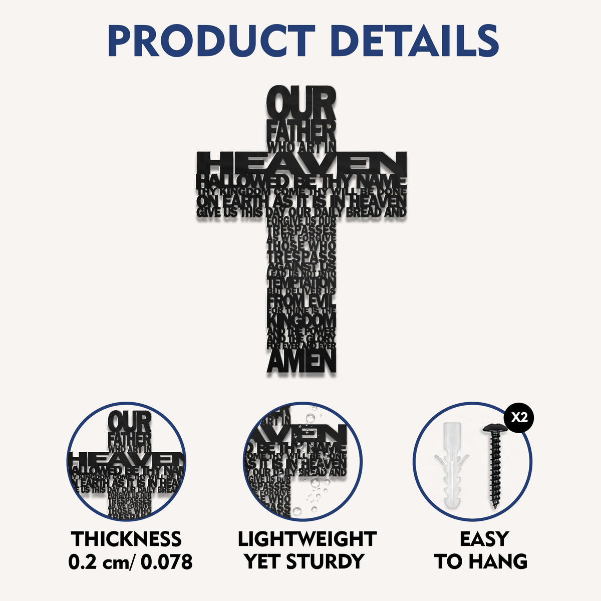 The Lord's Prayer Cross – Christian Metal Wall Decor